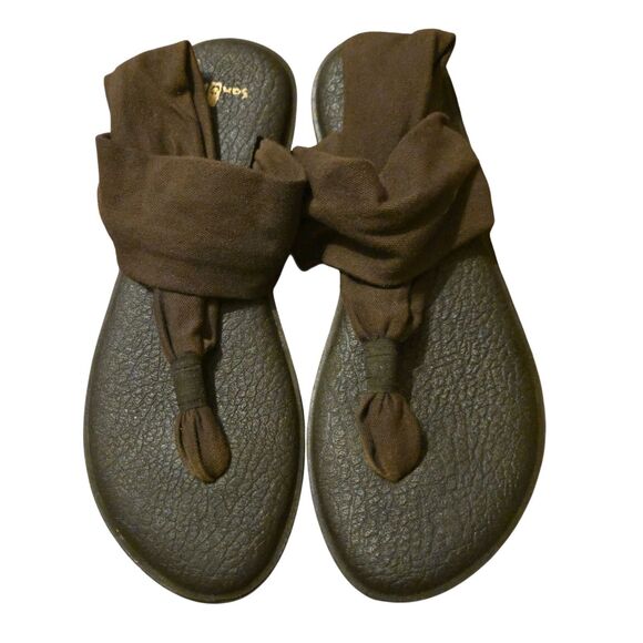Sanuk Yoga Mat Slingback Sandals Flip Flop Size 8 Brown Comfort Shoes Womens - Picture 1 of 8